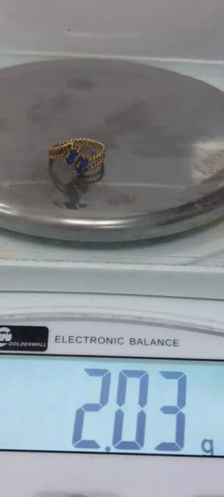 Anillo Oro 14K Zafiros Azules
