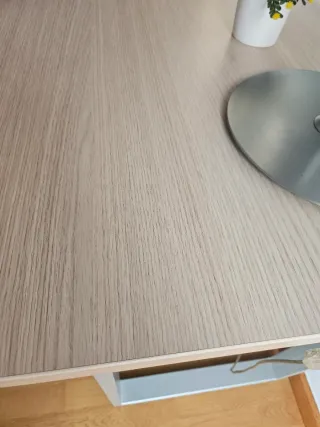 Mesa de escritorio de madera y metal