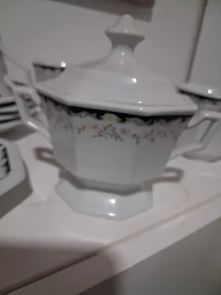 Set 6 Tazas Té + Azucarero Cerámica