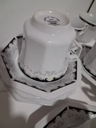 Set 6 Tazas Té + Azucarero Cerámica