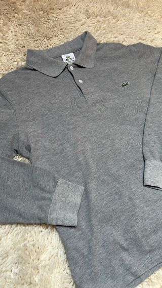 Polo vintage Lacoste gris manga larga 90s Talla S