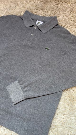 Polo vintage Lacoste gris manga larga 90s Talla S