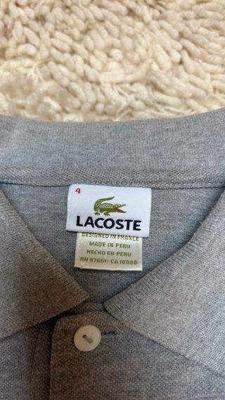 Polo vintage Lacoste gris manga larga 90s Talla S