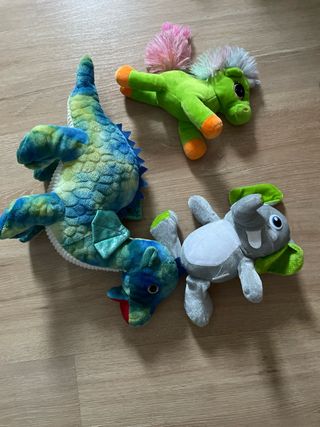 Lote Peluches: Dragón, Unicornio y Elefante