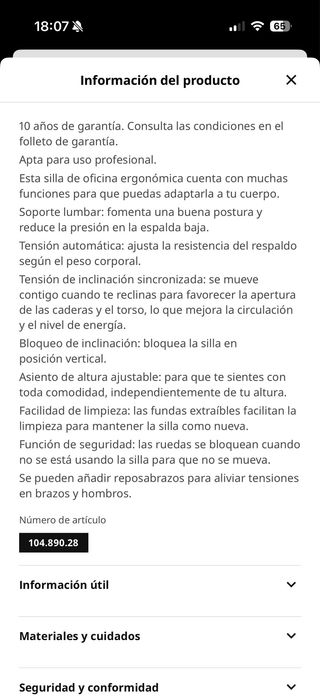 Silla de oficina ergonómica negra