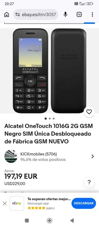 Teléfono Alcatel One Touch Negro