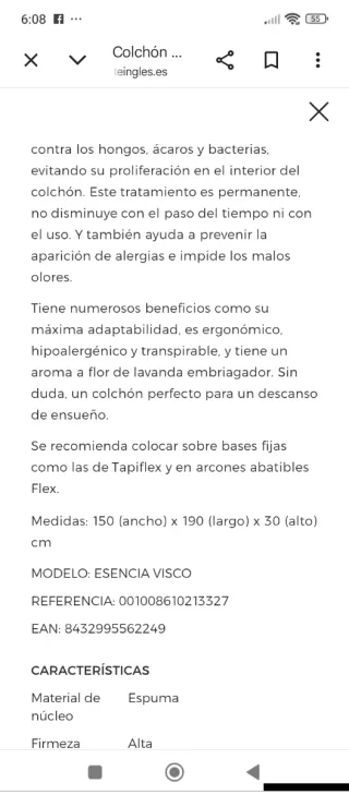 150x190 NUEVO FLEX ESENCIA VISCO EXPO COLCHON