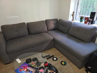 Sofá chaise longue gris y negro