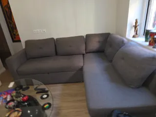 Sofá chaise longue gris y negro