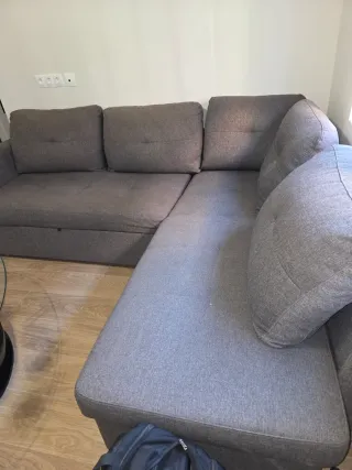 Sofá chaise longue gris y negro