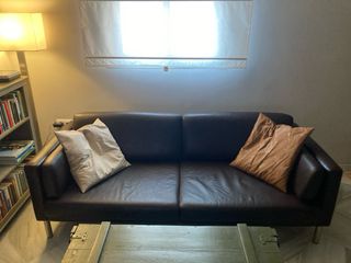 Sofá de 2 plazas piel marrón