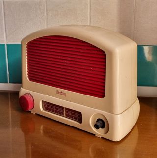 Radio Vintage Swing Design Retrò Beige/Rosso