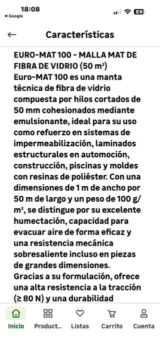 Estera Fibra Vidrio REGARSA 100g/m2