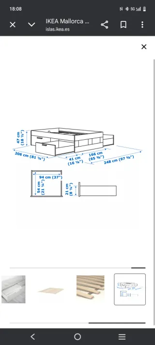 Estructura de Cama Ikea Brimnes Blanca con Almacen