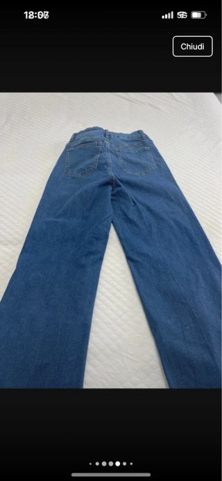 Jeans denim vita alta gamba dritta