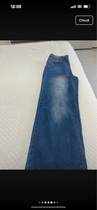 Jeans denim vita alta gamba dritta