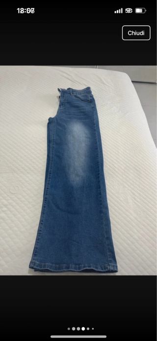 Jeans denim vita alta gamba dritta