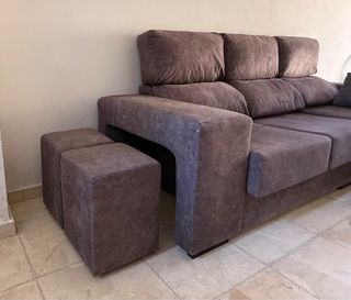 Sofá 3 plazas con Chaiselongue gris