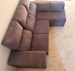 Sofá 3 plazas con Chaiselongue gris