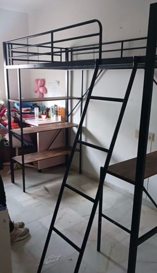 Cama Loft con Escritorio y Estanterías