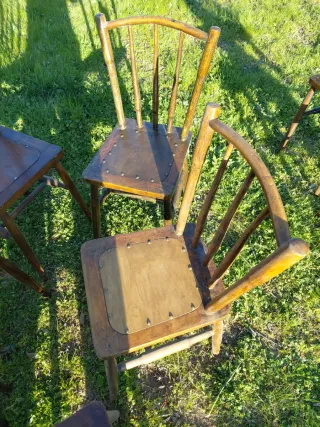 Juego de 6 Sillas Antiguas de Madera