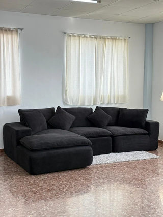 NUEVO!! Sofá chaise longue negro con cojines