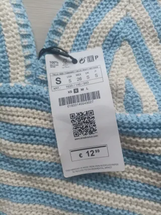 Top Crochet Rayas azul y blanco