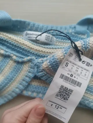 Top Crochet Rayas azul y blanco