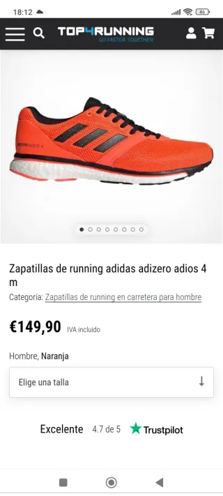 Adidas Adizero Adios 4 Boost Continental 44