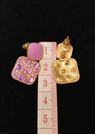 Orecchini pendenti quadrati rosa oro