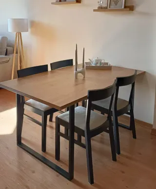 6 Sillas Comedor Negras Tapizadas Beige