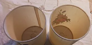 Coppia paralumi vintage dipinti a mano