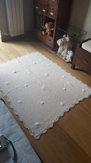Manta crochet galleta beige 120x90