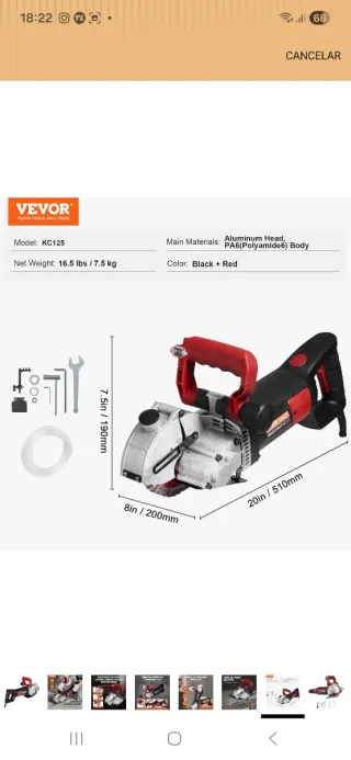 Cortadora de pared VEVOR 4800W