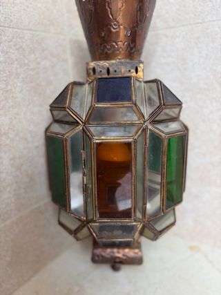 Lámpara colgante de cristal y metal