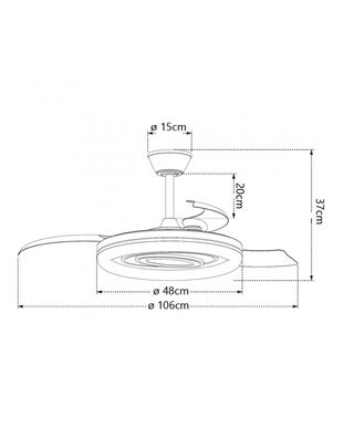 Ventilador Techo Aspas Abatibles 68W