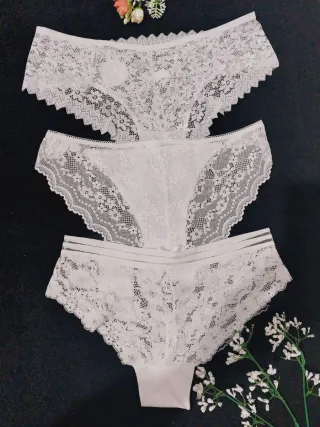 Pack 3 Bragas Encaje Blanco Talla XL