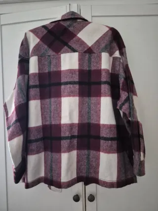 Camisa Zara cuadros granate, negro y blanco (L)