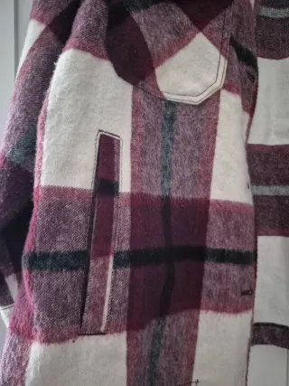 Camisa Zara cuadros granate, negro y blanco (L)