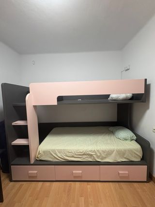 Litera gris y rosa con cajones