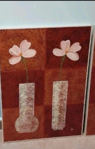 Set 3 Cuadros Flores Jarrón