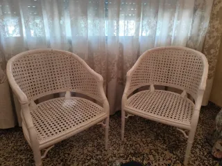 Pareja butacas mimbre lacado blanco