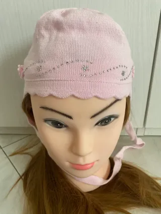 Cappellino rosa con strass Barbaras 3/12 mesi