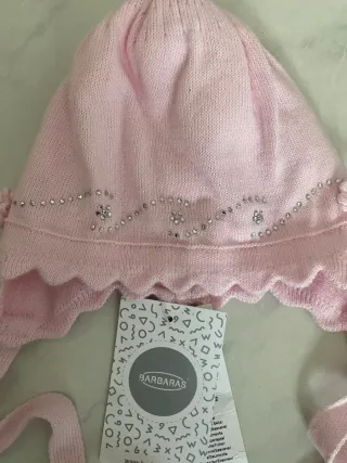 Cappellino rosa con strass Barbaras 3/12 mesi
