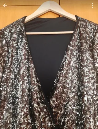 Blusa lentejuelas doradas y plateadas