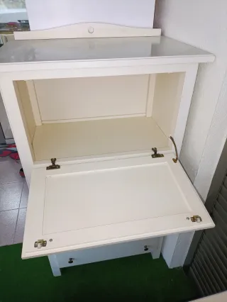 Cómoda aparador madera maciza blanco y dorado