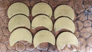 Camino japonés media luna piedra beige