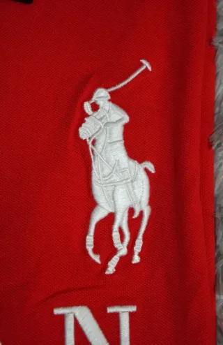 Polo Ralph Lauren Rojo con Big Pony Blanco Talla L