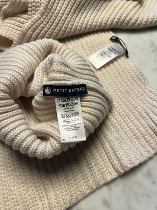 Cappello e sciarpa Petit Bateau color panna