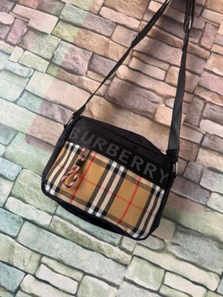 Borsa Burberry a Quadri Beige Nero